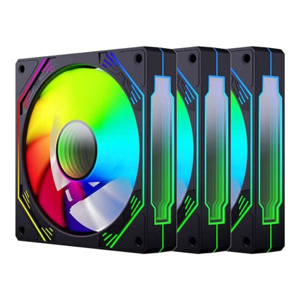 Fan Case Coolmoon F3 Pro ARGB Black | Kit 3 fan, Sync Main ...