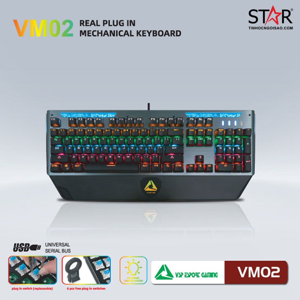 Bàn Phím Cơ VSP ESport Gaming VM02 (Đen)