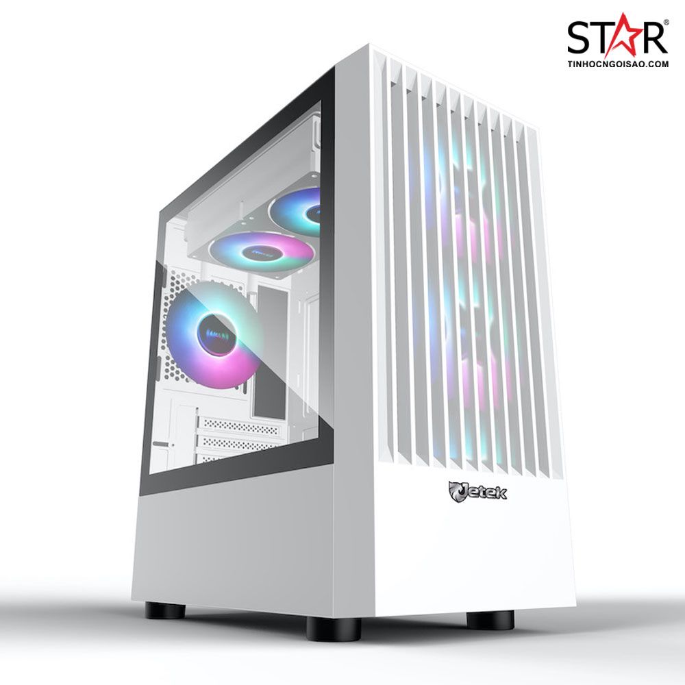 Thùng máy Case Jetek Game – X1 Tặng 3 Fan RGB (Trắng)