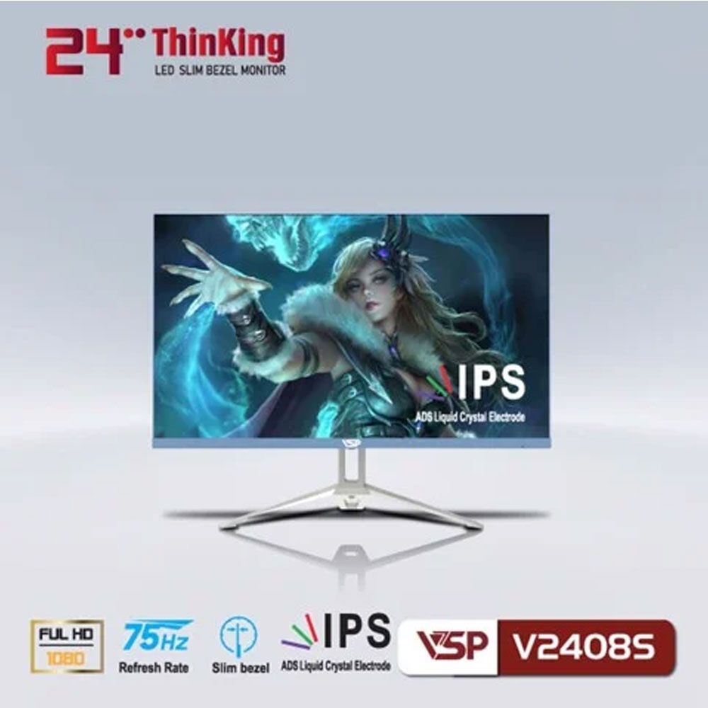 Màn Hình VSP V2408S | 23.8 inch, FHD, IPS, 75Hz, 8ms, Phẳng, Xanh