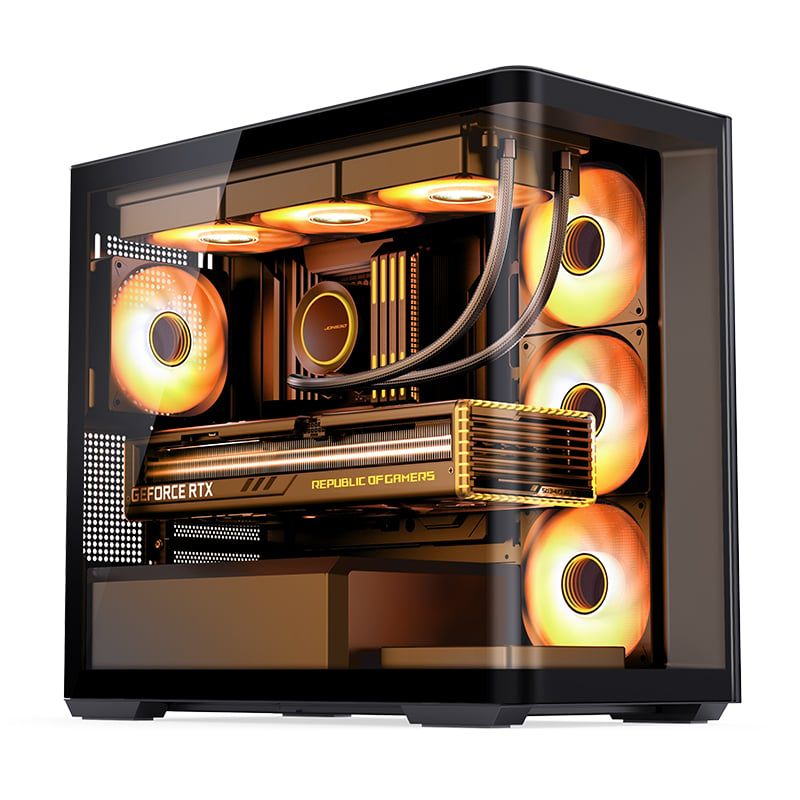 Thùng máy Case Jonsbo D300 - Black | Micro-ATX, kính cong