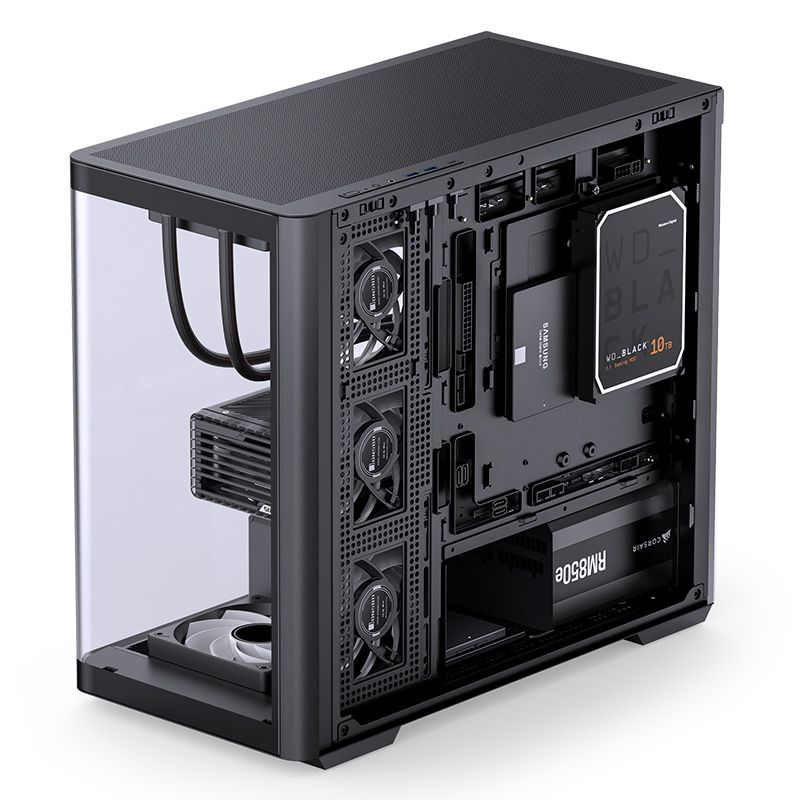 Thùng máy Case Jonsbo D300 - Black | Micro-ATX, kính cong