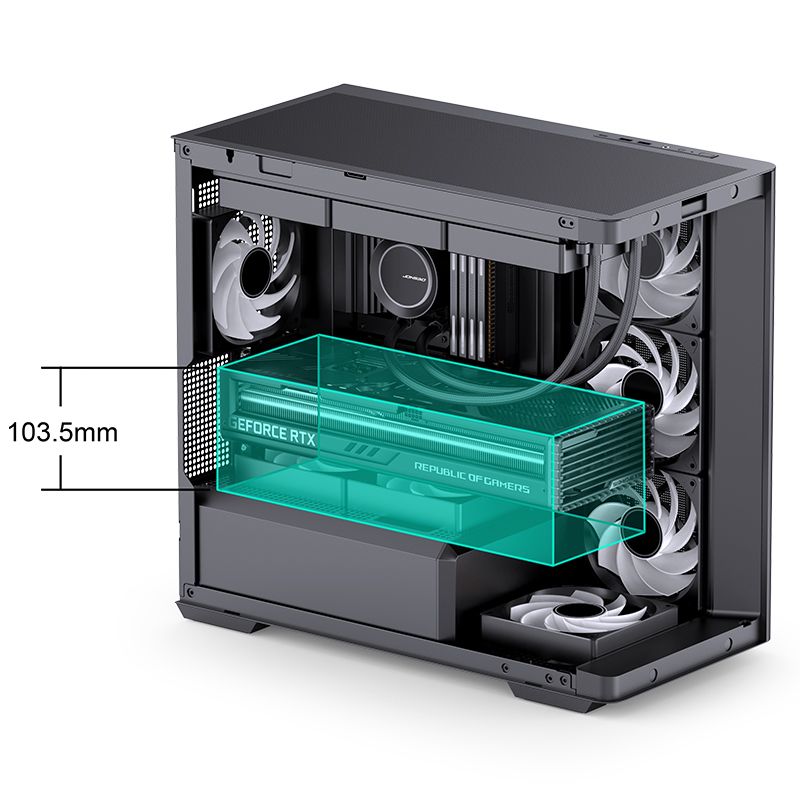 Thùng máy Case Jonsbo D300 - Black | Micro-ATX, kính cong