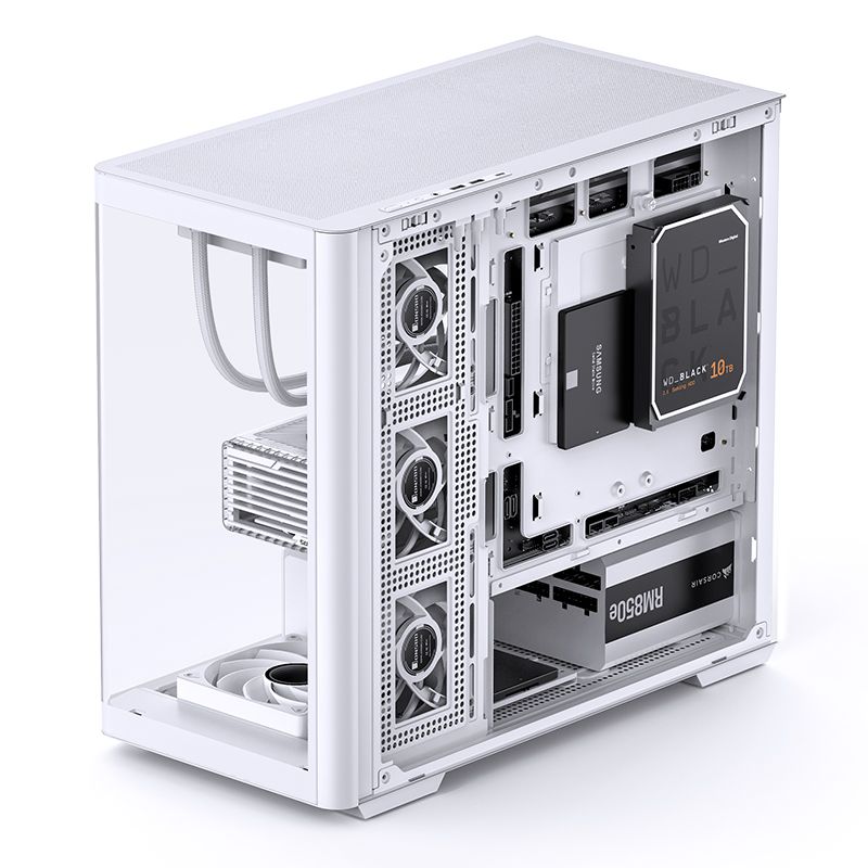 Thùng máy Case Jonsbo D300 - White | Micro-ATX, kính cong