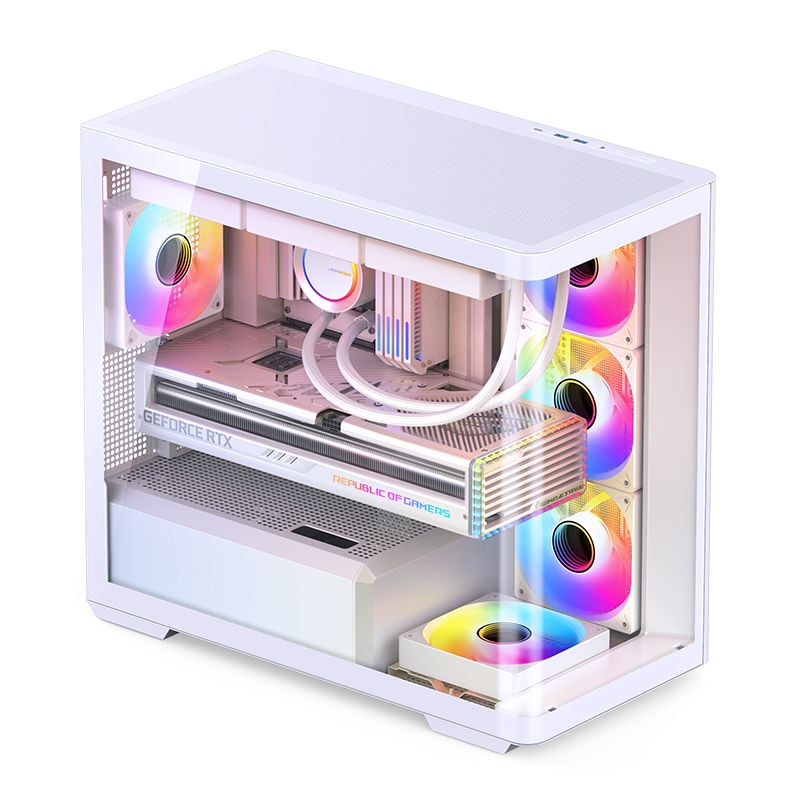 Thùng máy Case Jonsbo D300 - White | Micro-ATX, kính cong