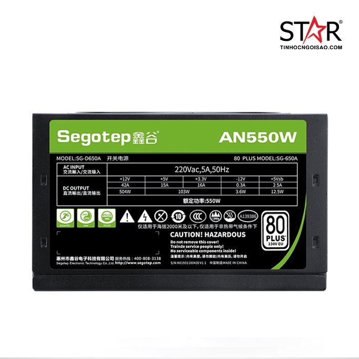 Nguồn Segotep AN550W 80 Plus (SG650AE) White