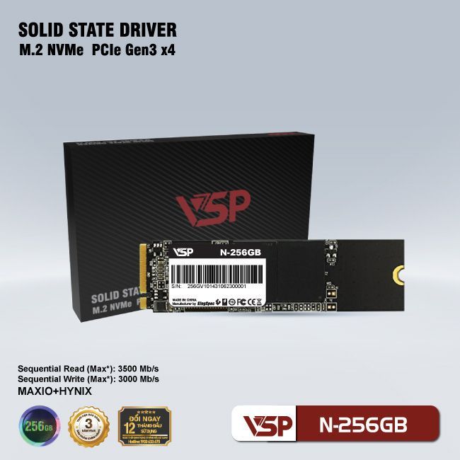 Ổ cứng SSD VSP N-256GB | 256GB, M.2 PCIe, Gen 3x4 NVMe