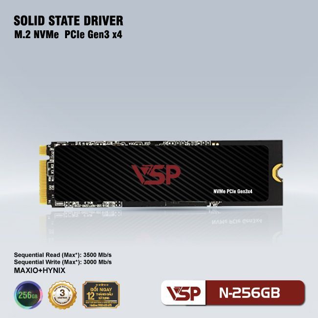 Ổ cứng SSD VSP N-256GB | 256GB, M.2 PCIe, Gen 3x4 NVMe