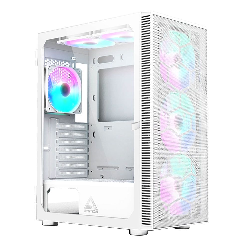 Thùng máy Case Montech X3 Mesh Trắng (Gắn Sẵn 6 Fan RGB)