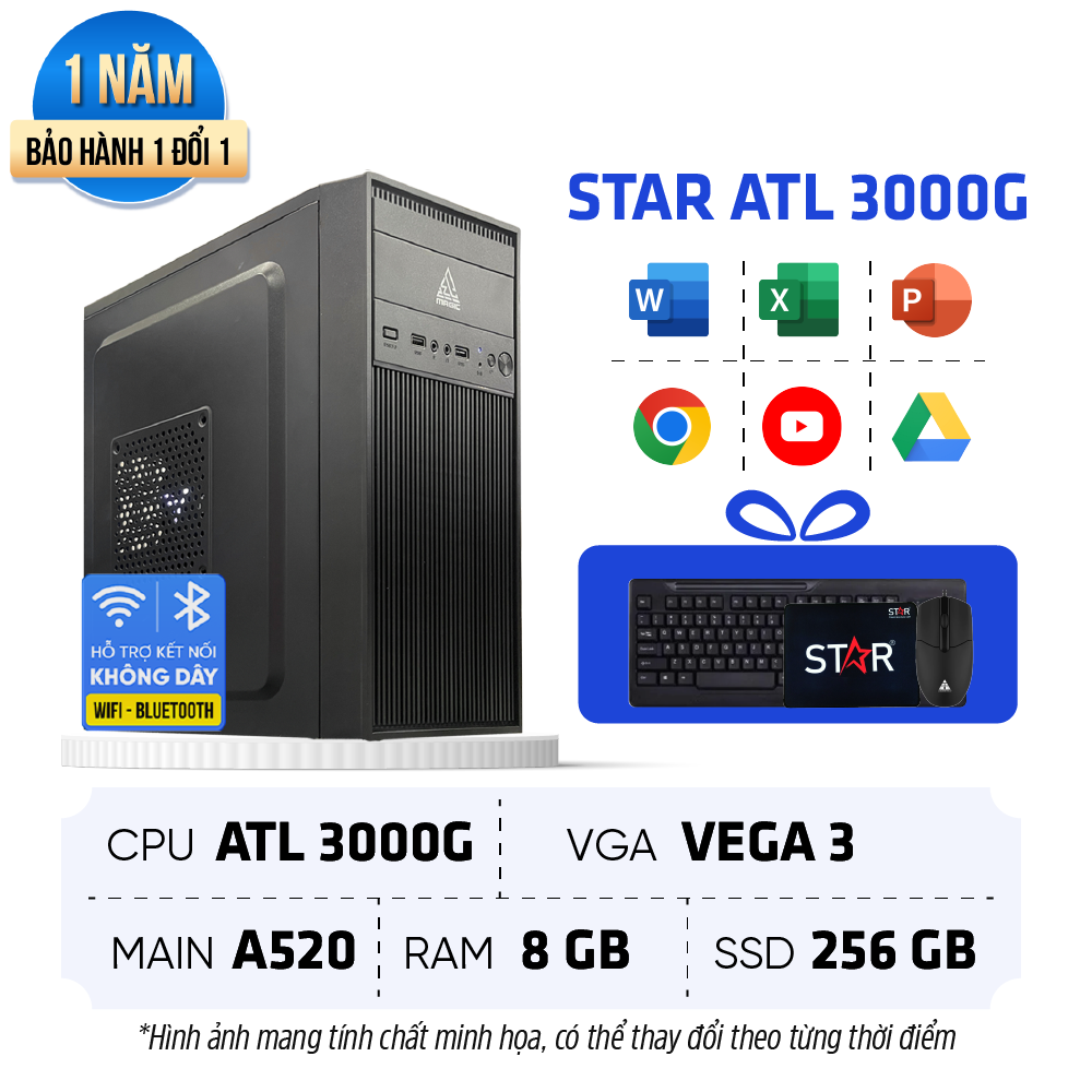 PC Văn Phòng STAR | Athlon 3000G/ RAM 8GB/ SSD 256GB, AMD ( GIÁ ĐÃ CÓ VAT )