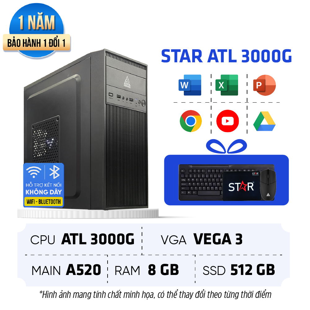 PC Văn Phòng STAR | Athlon 3000G/ RAM 8GB/ SSD 256GB, AMD ( GIÁ ĐÃ CÓ VAT )