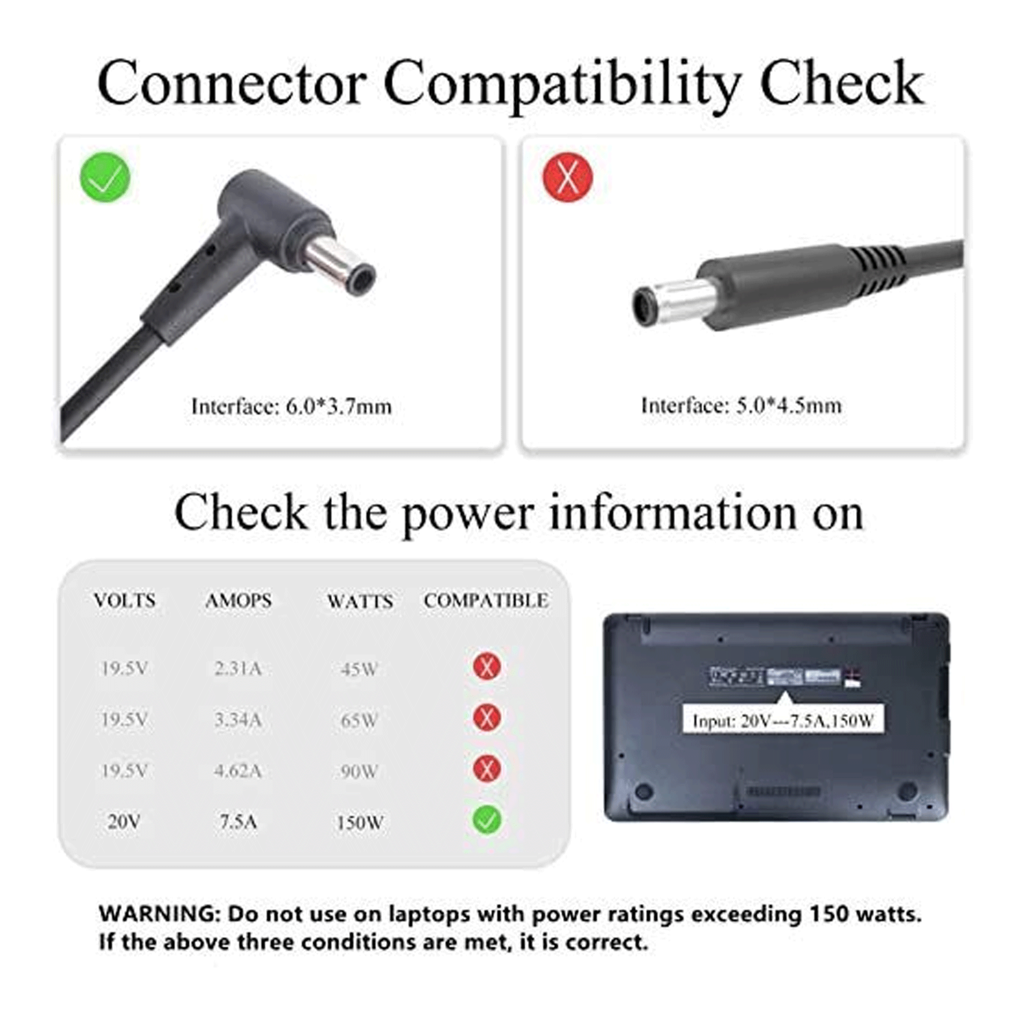 Adapter Laptop Asus 20V - 7.5A - 150W ĐTN 6.0  * 3.7 hàng zin