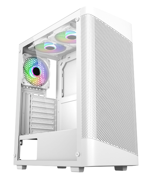 Thùng máy Case MAGIC GM-02 | ATX, Sẵn 3 Fan RGB, Trắng - Đen