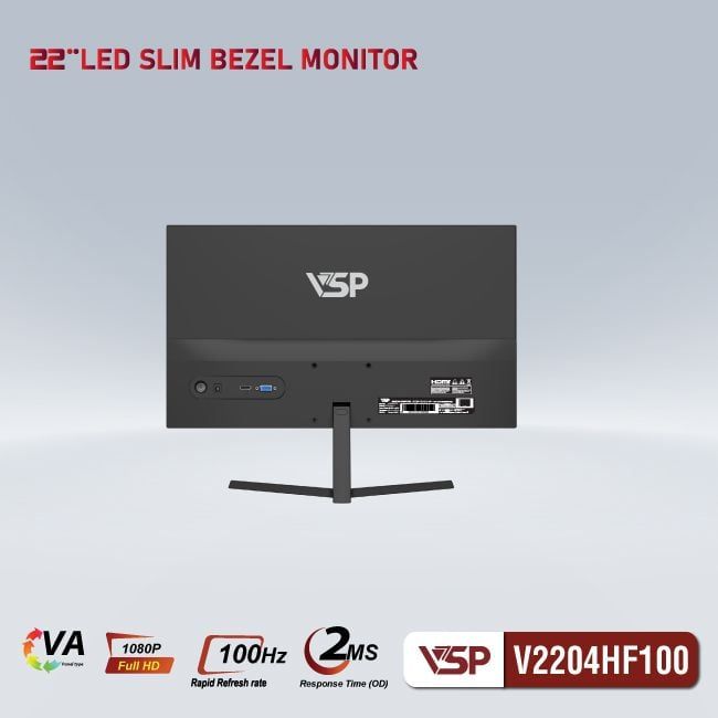 Màn hình VSP V2204HF100 - Đen | 21.5 inch, Full HD, VA, 100Hz, 2ms, phẳng