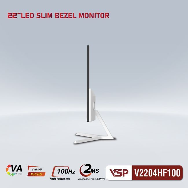 Màn hình VSP V2204HF100 - Trắng | 21.5 inch, Full HD, VA, 100Hz, 2ms, phẳng
