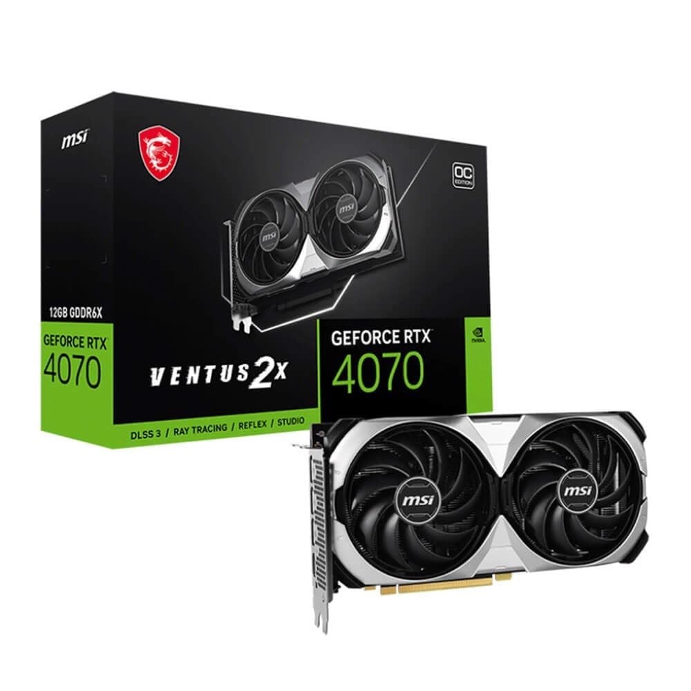 Card màn hình VGA MSI Geforce RTX4070 Ventus 2X OC 12GB GDDR6X 2 Fan