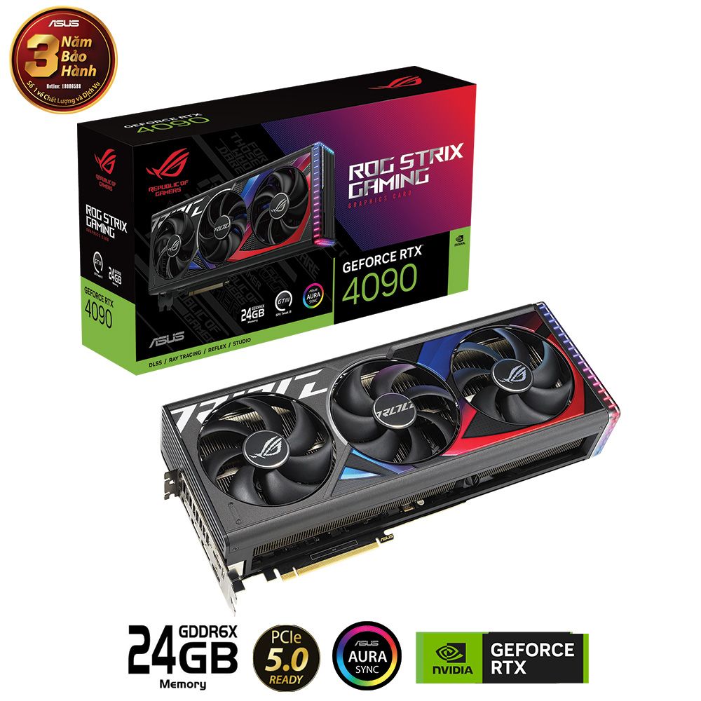 VGA Asus RTX 4090 ROG Strix 24GB GDDR6X (ROG-STRIX-RTX4090-O24G-GAMING)