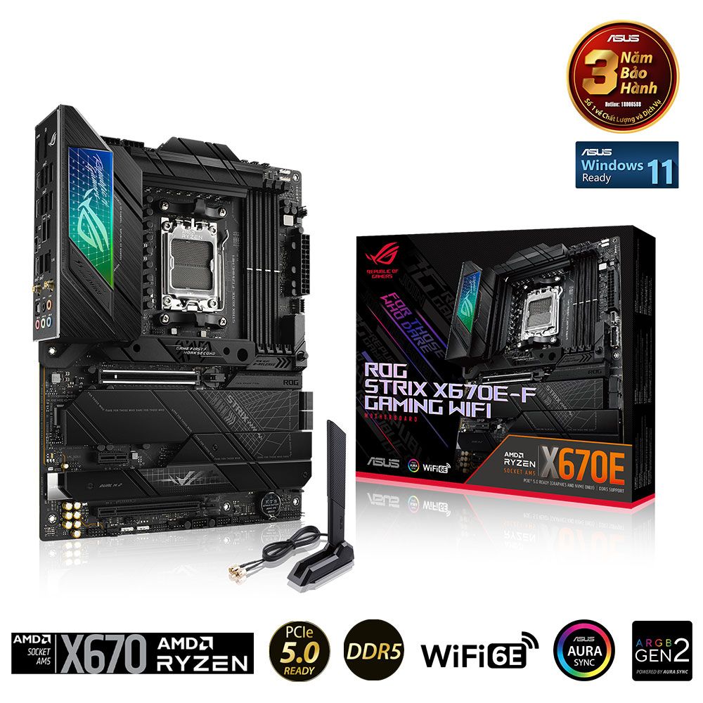 Mainboard Asus ROG Strix X670E-F Gaming Wifi | Socket AM5, ATX, 4 khe ram