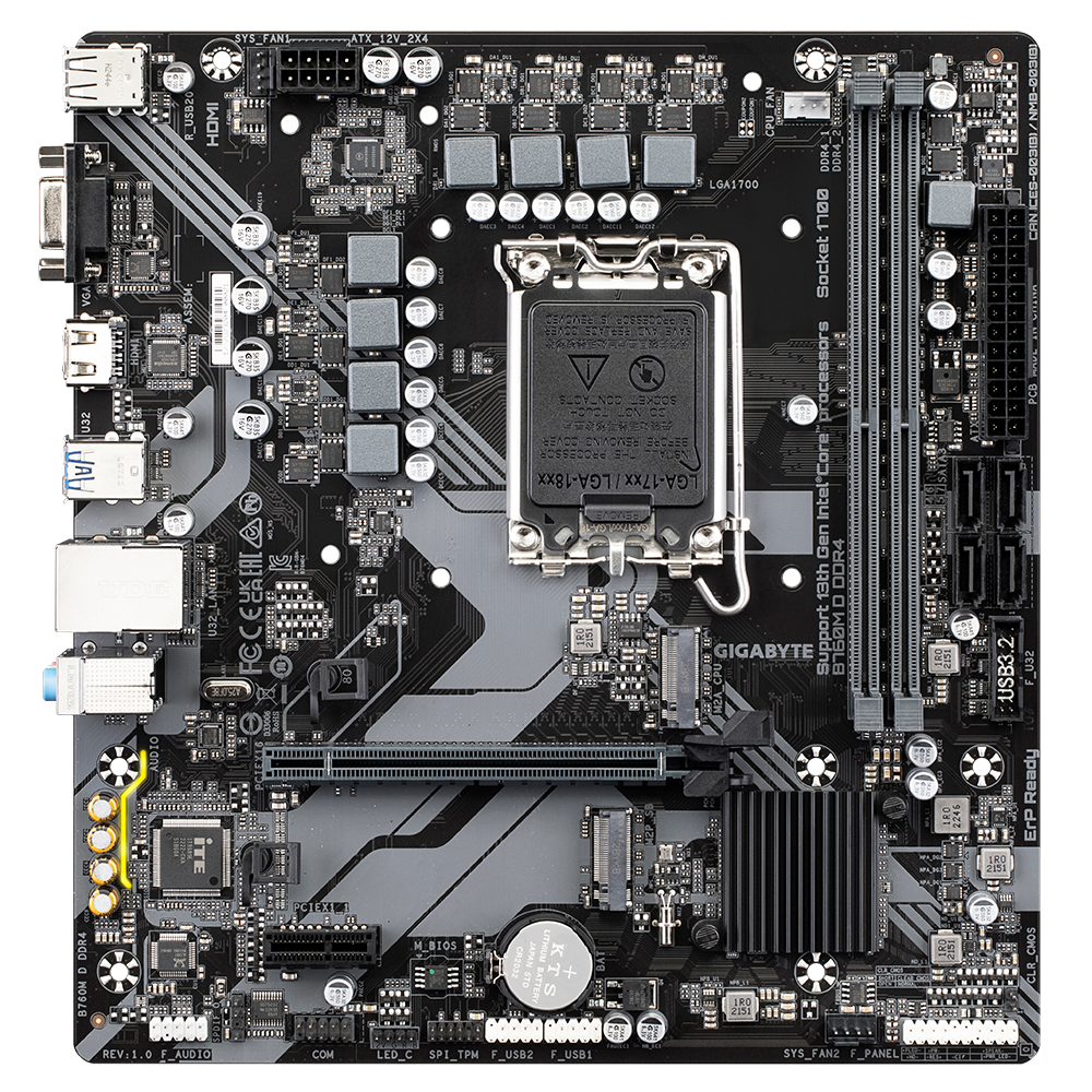 Mainboard Gigabyte B760M D DDR4 (rev. 1.0) | Intel B760, Socket 1700, Micro ATX, 2 khe DDR4