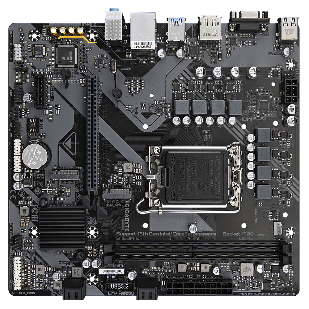 Mainboard Gigabyte B760M E (rev. 1.0) | Intel B760, Socket 1700, Micro ATX, 2 khe DDR5