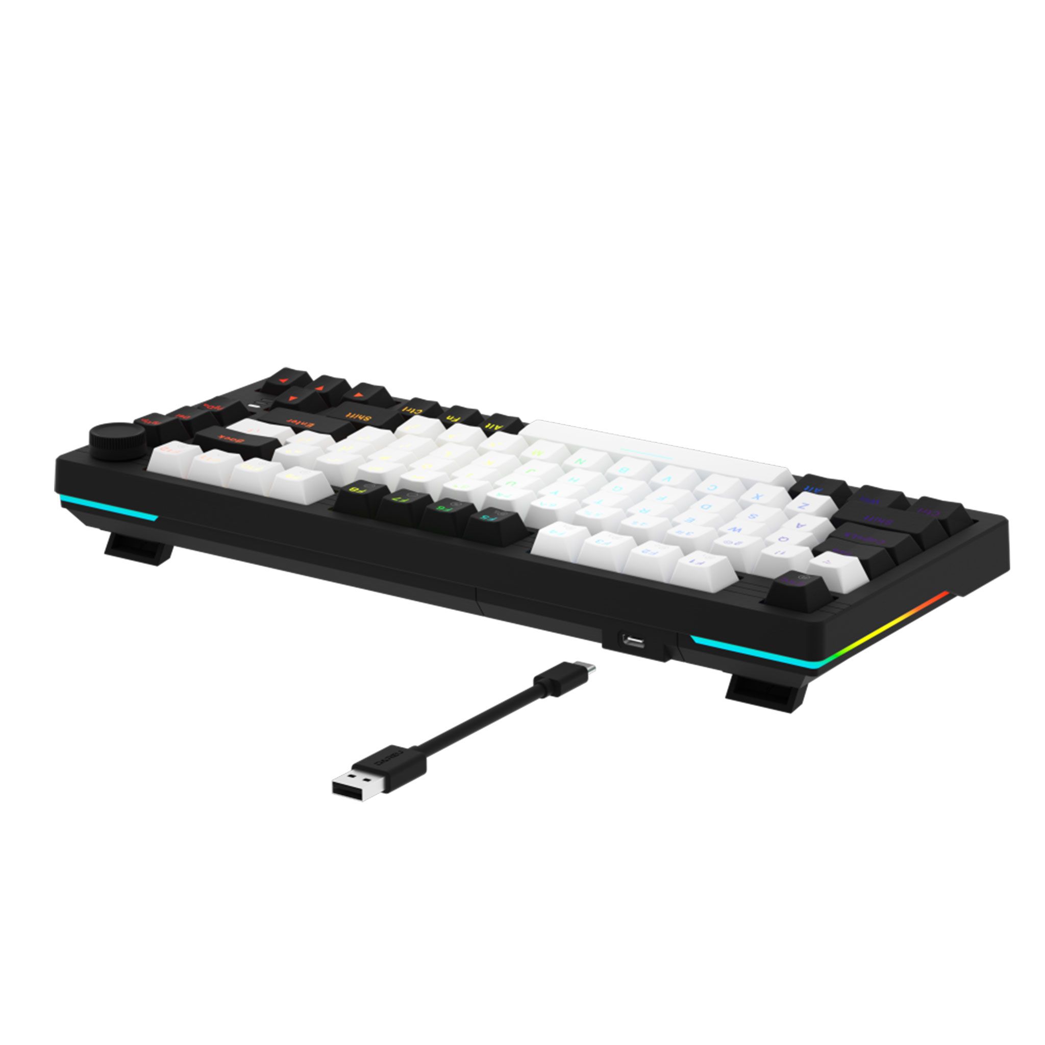 Bàn phím cơ DareU EK75 White - Black | 2 sides RGB strip, Type-C, Dream (Linear) Switch