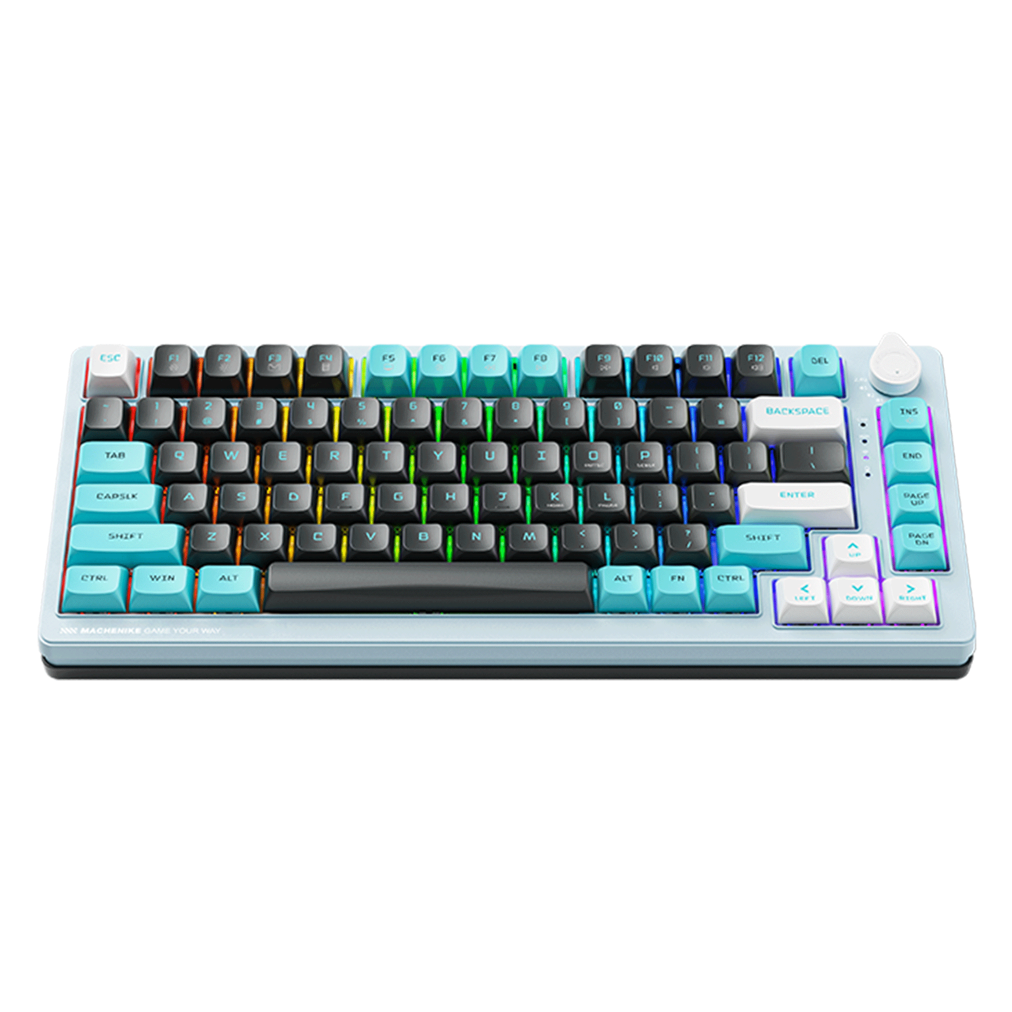 Bàn phím cơ Machenike K600T-B82 Tri-Mode RGB Grey Blue | Wireless, GR Silver Switch