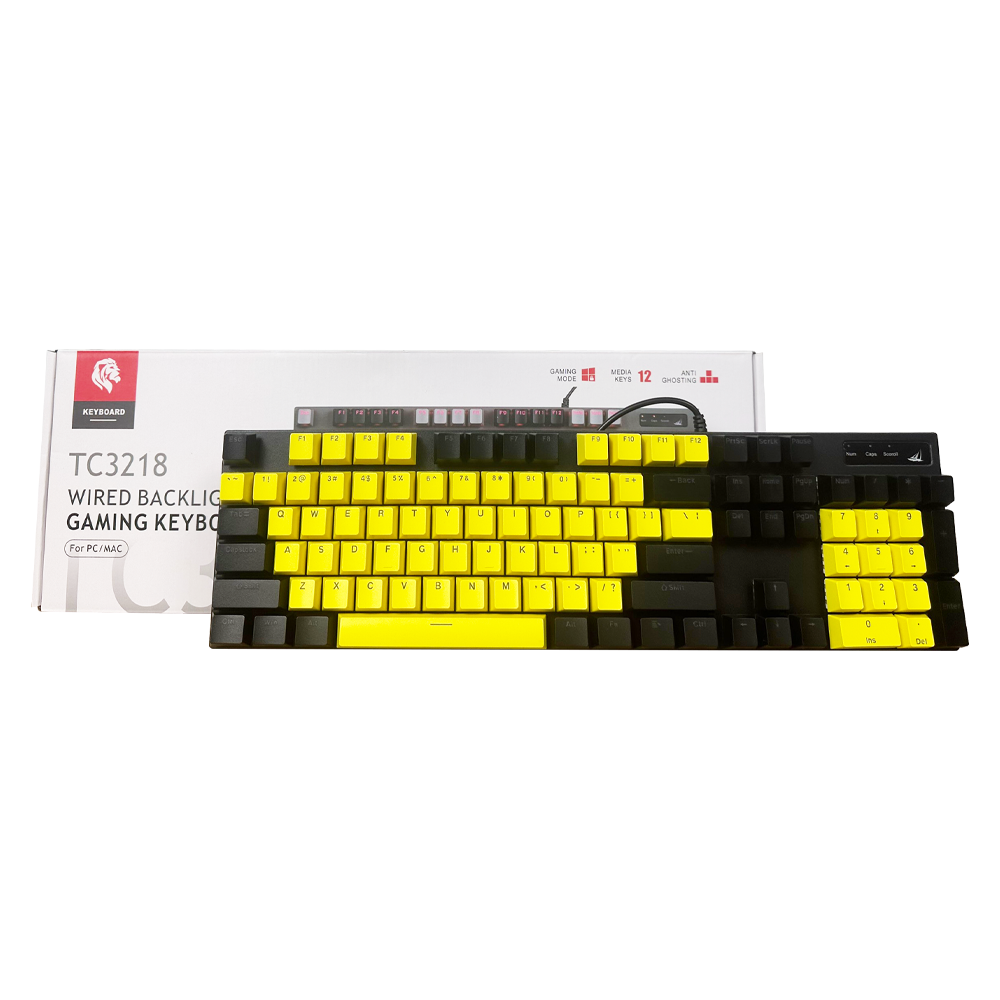 Bàn phím cơ SPARTAN TC3218 Black - Yellow (Blue Switch, Led Rainbow)