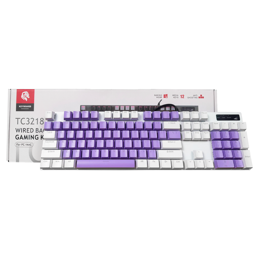 Bàn phím cơ SPARTAN TC3218 Purple - White (Blue Switch, Led Rainbow)