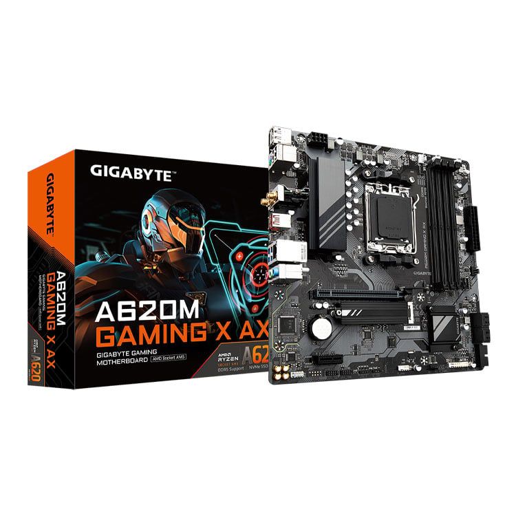 Mainboard Gigabyte A620M GAMING X AX (AMD A620M, m-ATX, Socket AM5, 4 khe ram DDR5)