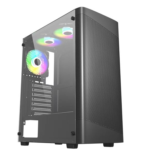 Thùng máy Case MAGIC GM-02 | ATX, Sẵn 3 Fan RGB, Trắng - Đen