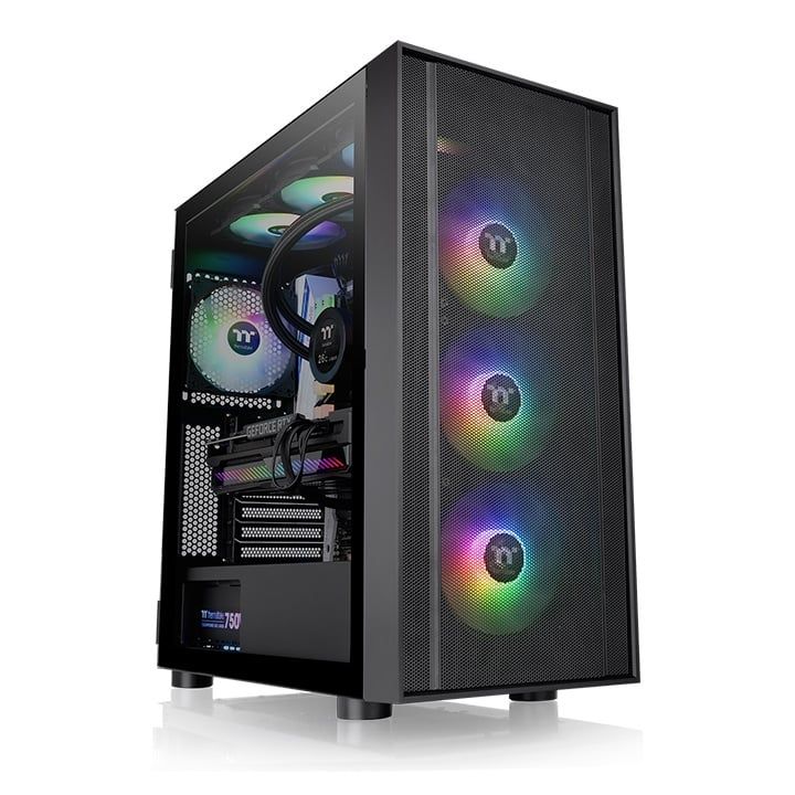 Thùng máy Case Thermaltake H570 TG ARGB Mid Tower Chassis | Đen, sẵn 3 fan ARGB (CA-1T9-00M1WN-01)