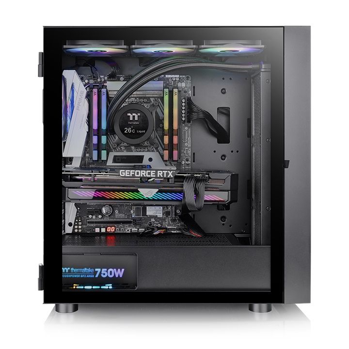 Thùng máy Case Thermaltake H570 TG ARGB Mid Tower Chassis | Đen, sẵn 3 fan ARGB (CA-1T9-00M1WN-01)