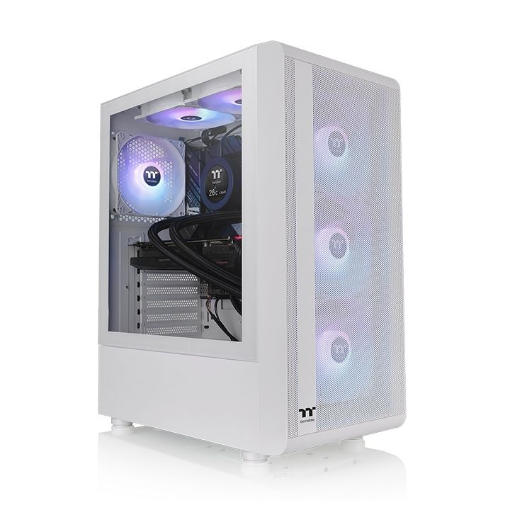 Thùng máy Case Thermaltake S200 TG ARGB Snow Mid Tower Chassis | Trắng, sẵn 4 fan ARGB (CA-1X2-00M6WN-00)