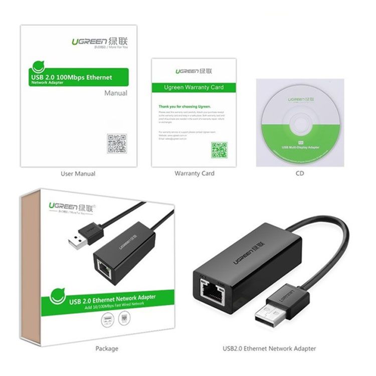 Cáp chuyển USB to LAN Ugreen (20255/20254) | Hỗ trợ 10/100/1000 Mbps