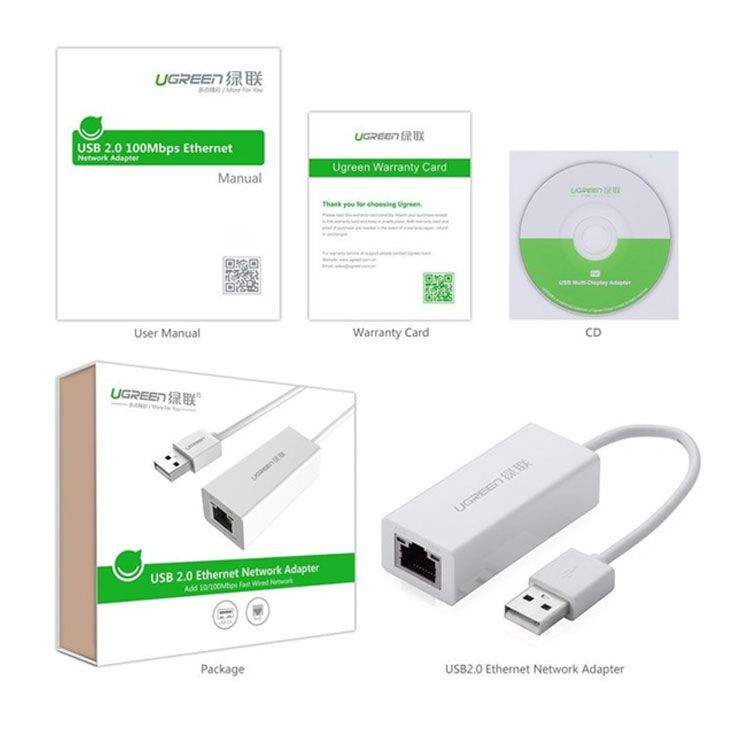 Cáp chuyển USB to LAN Ugreen (20255/20254) | Hỗ trợ 10/100/1000 Mbps