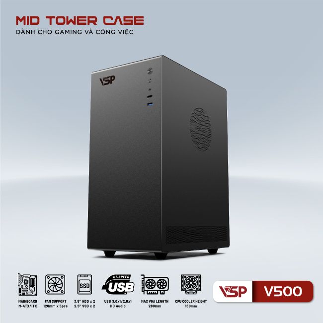 Thùng máy Case VSP V500 - Đen