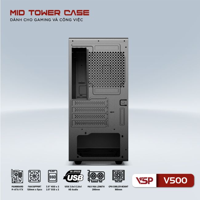 Thùng máy Case VSP V500 - Đen