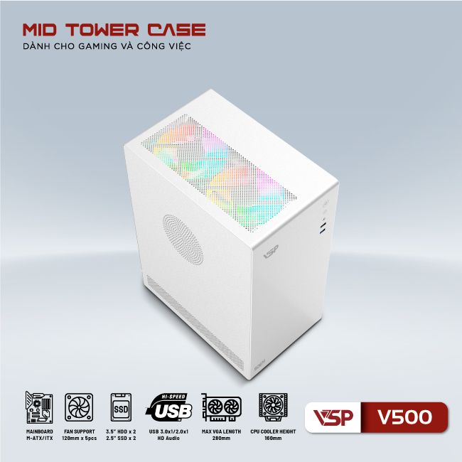 Thùng máy Case VSP V500 - Trắng