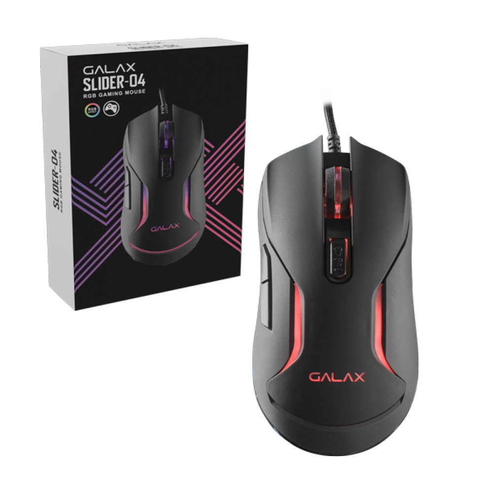 Chuột Galax Slider-04 RGB Gaming | Đen, Wired, MGS04UX26RG2B0