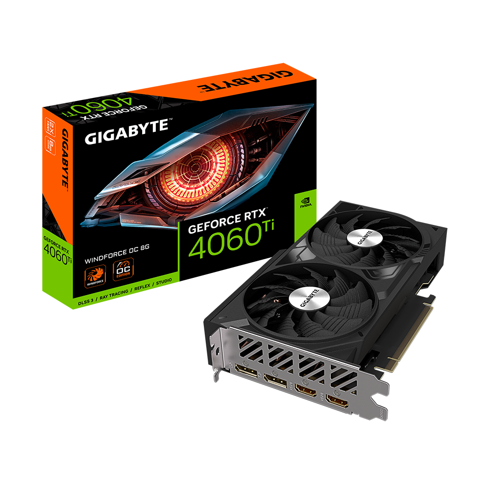 Card màn hình VGA Gigabyte GeForce RTX 4060 Ti WindForce OC 8G (GV-N406TWF2OC-8GD)