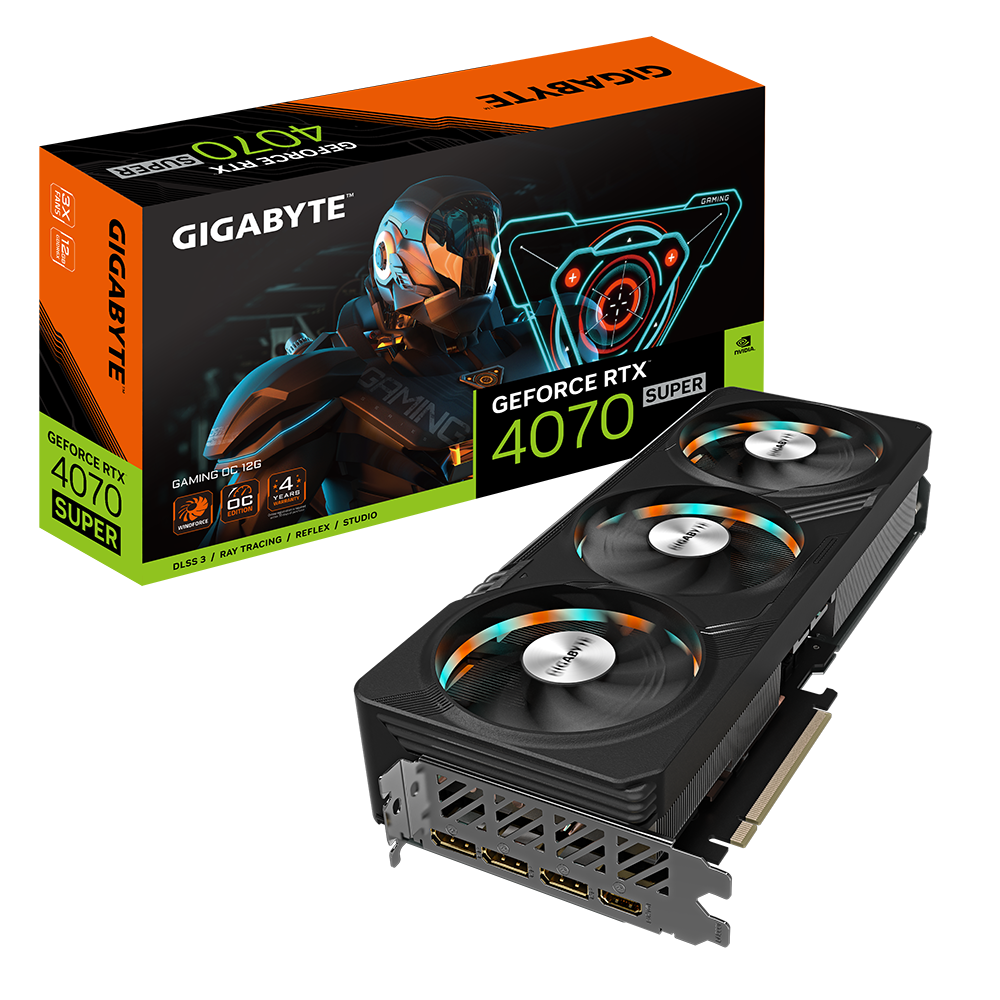 Card màn hình VGA GIGABYTE GeForce RTX 4070 SUPER GAMING OC 12G (GV-N407SGAMING OC-12GD)