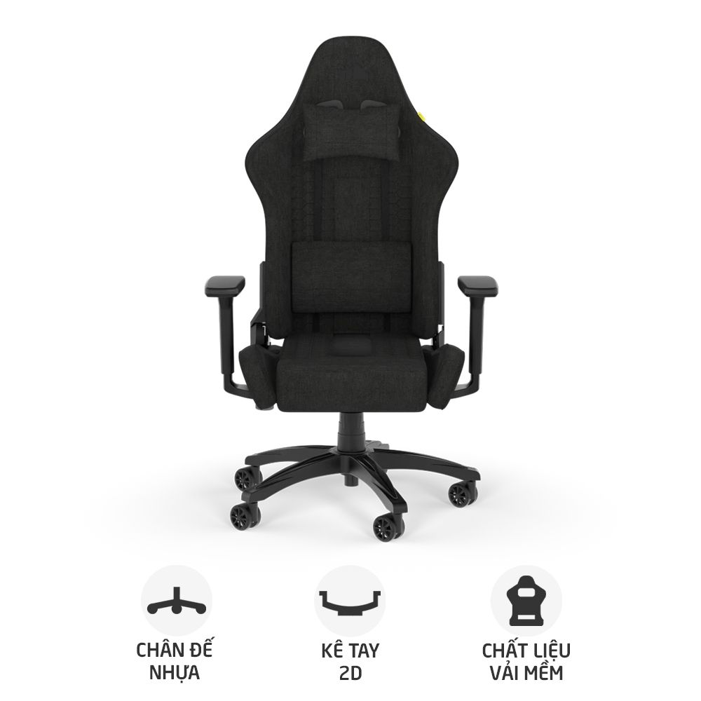 Ghế Gaming Corsair TC100 RELAXED Fabric | Đen (CF-9010051-WW)