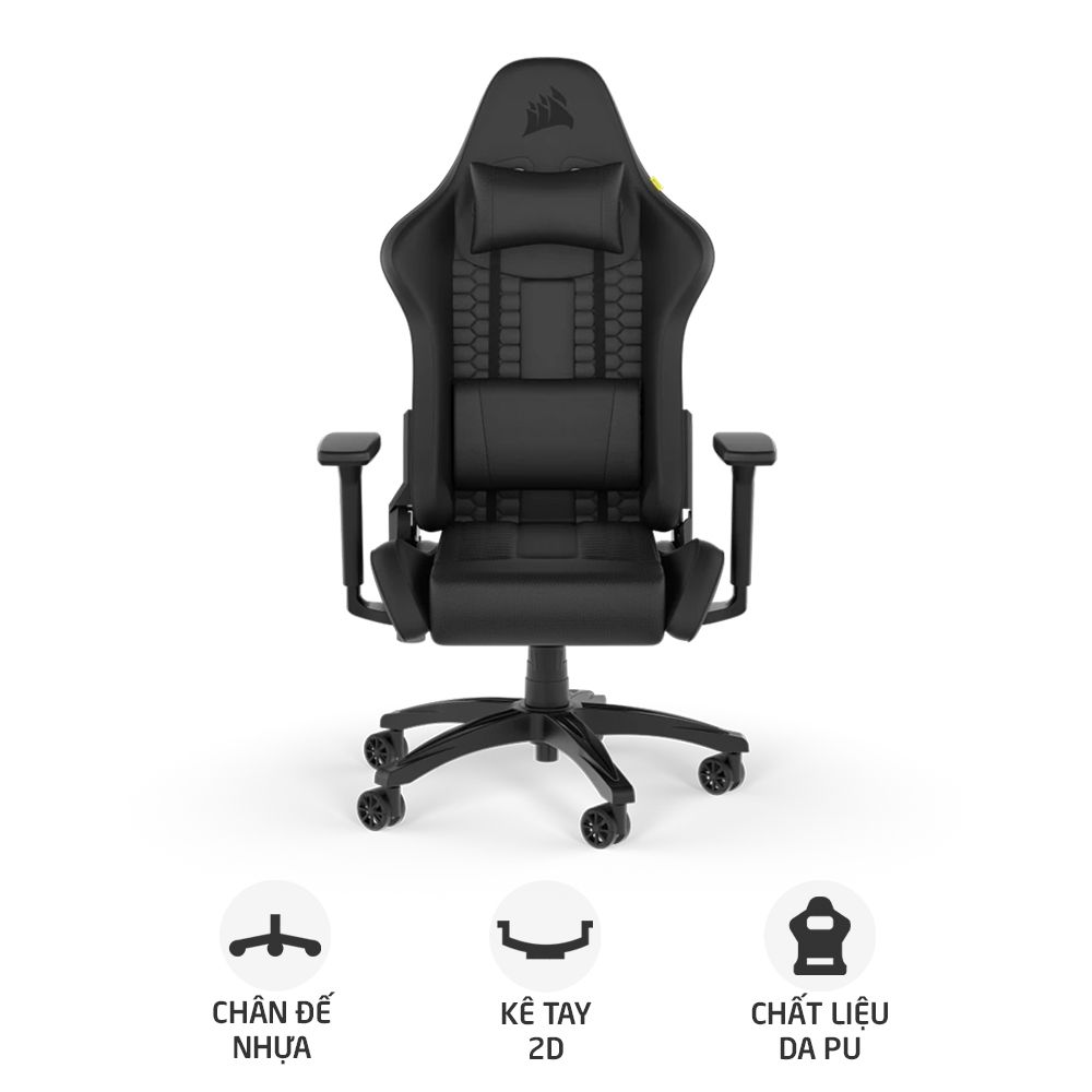 Ghế Gaming Corsair TC100 RELAXED Leatherette | Đen (CF-9010050-WW)