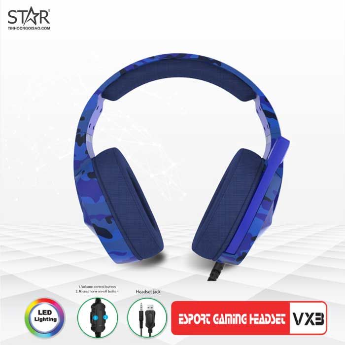 Tai Nghe VSP Esport Gaming VX3 RGB (Xanh Dương)