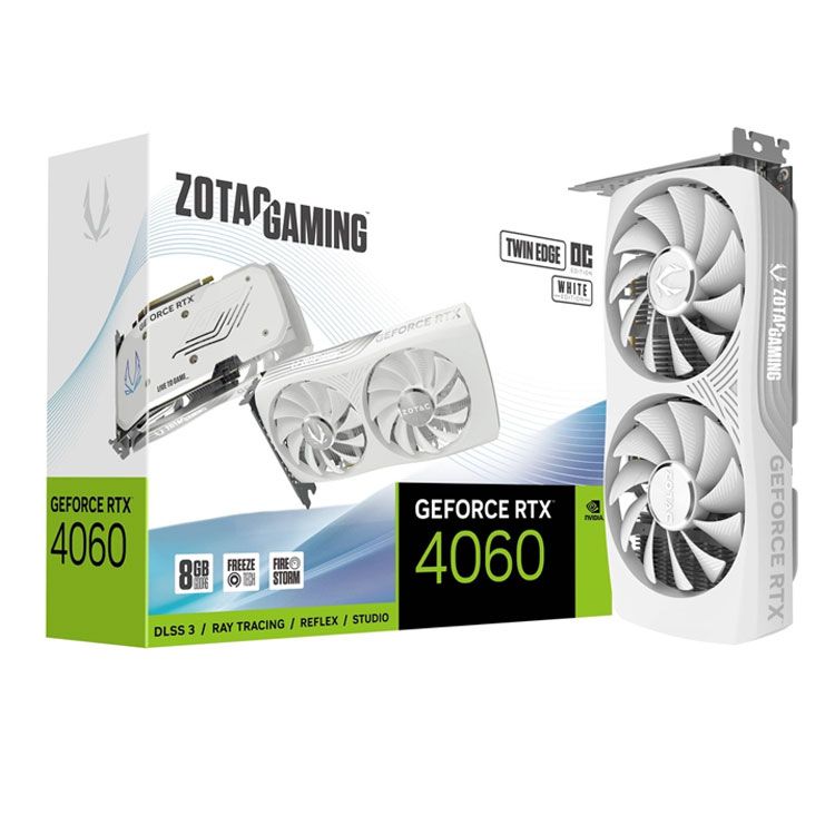 Card màn hình VGA ZOTAC GAMING GeForce RTX 4060 8GB Twin Edge OC White Edition (ZT-D40600Q-10M)