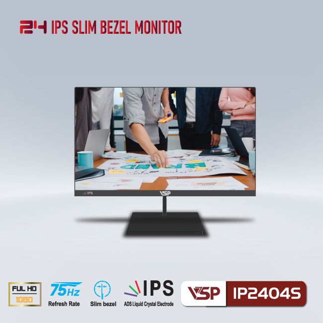 Màn Hình 23.8 inch VSP IP2404S (FHD/IPS/75Hz/5ms/250nits/HDMI+VGA/Phẳng)