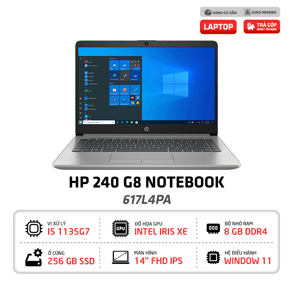 Laptop HP 240 G8 617L4PA i5-1135G7 | 8GB | 256GB | Intel Iris XE | 14 inch FHD | Win 11 | Bạc