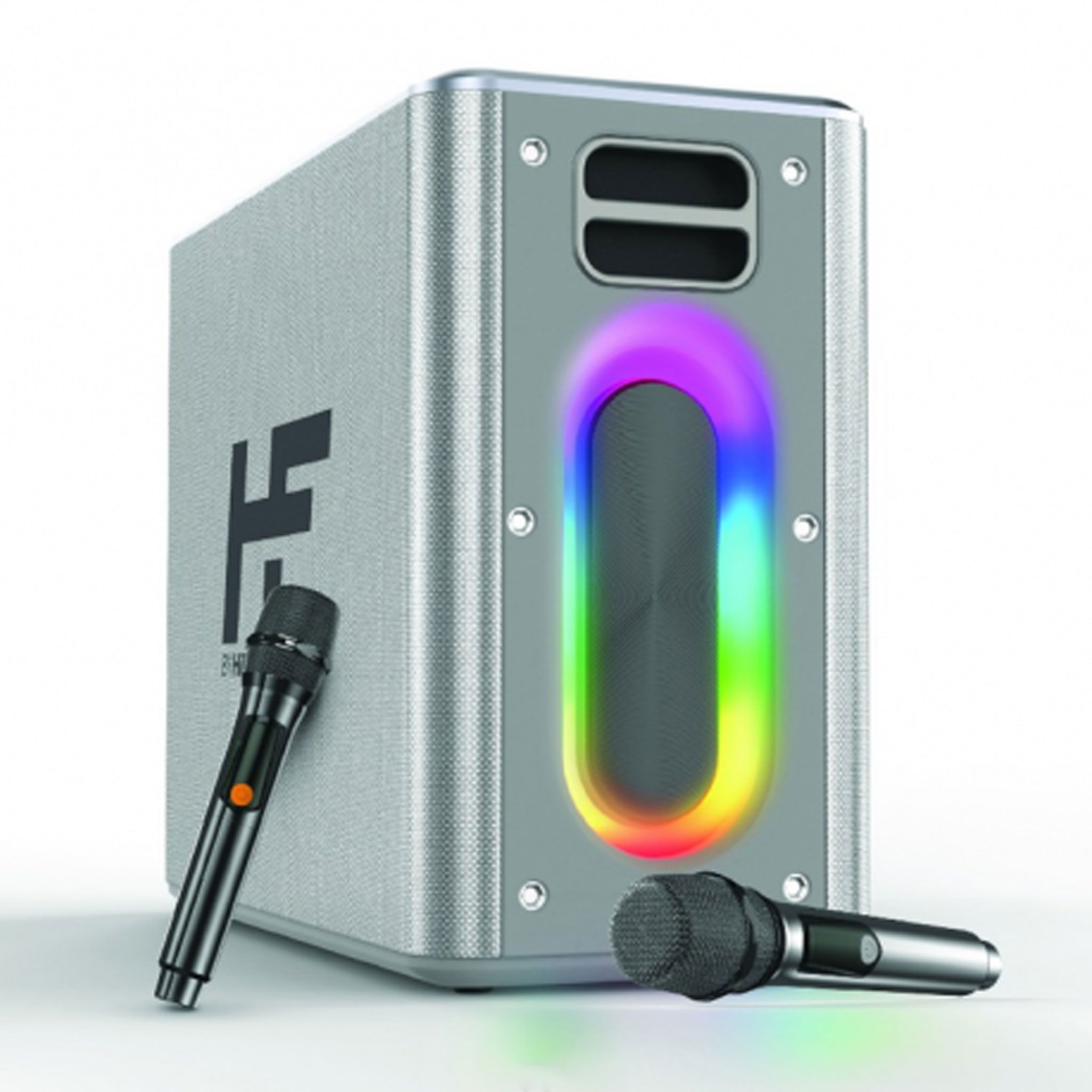 Loa Bluetooth HiFuture MusicBox - Silver | Output 100w, RGB, Kèm 2 mic