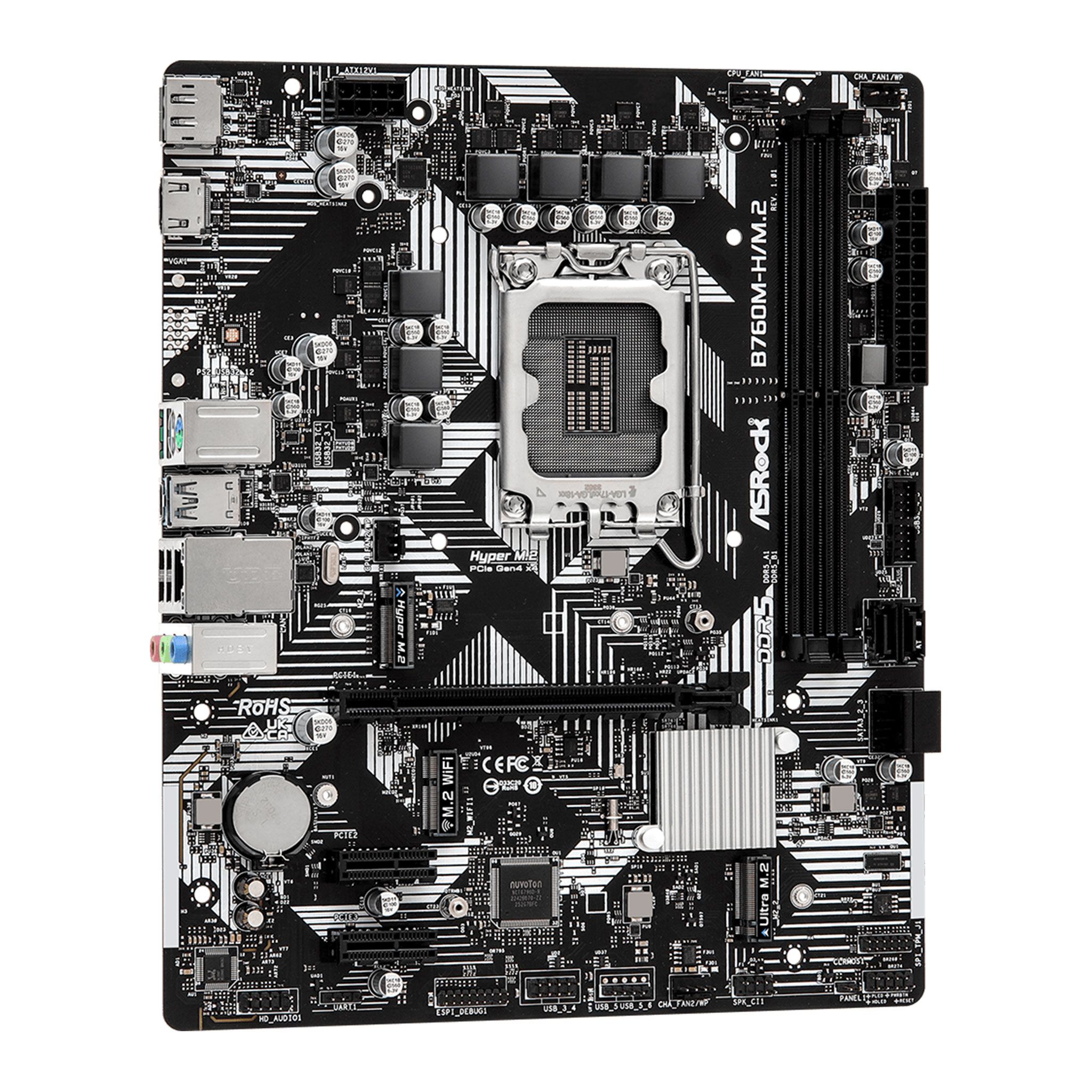 Mainboard ASRock B760M-H/M.2 | Intel B760, Socket 1700, Micro ATX, 2 khe DDR5