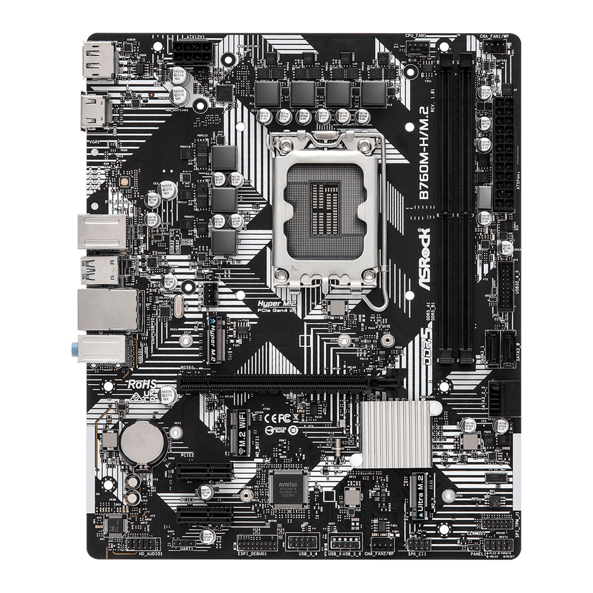 Mainboard ASRock B760M-H/M.2 | Intel B760, Socket 1700, Micro ATX, 2 khe DDR5